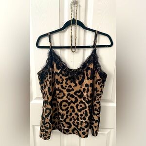 Cupshe leopard camisole with lace new without tags